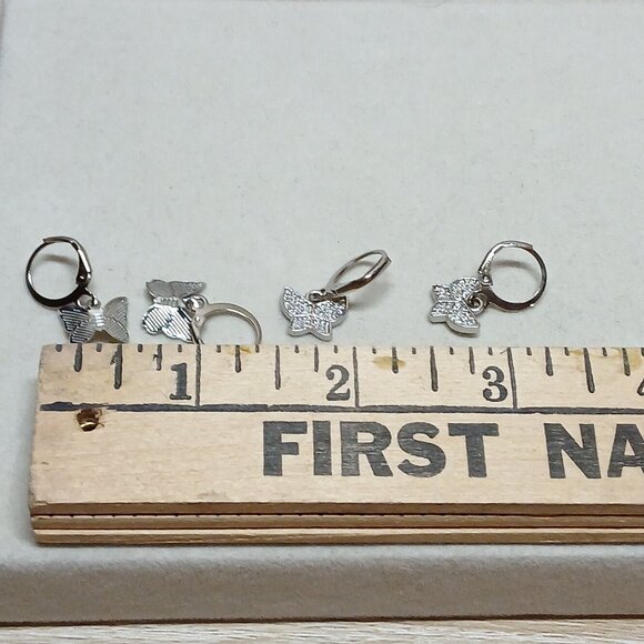 NWOT Two Pair of Fashion Jewelry Silver Tone Butterfly Earrings #3 - Picture 2 of 13